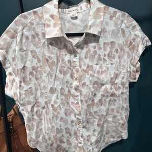 Chic Women's Patterned Top - Cream and Pink